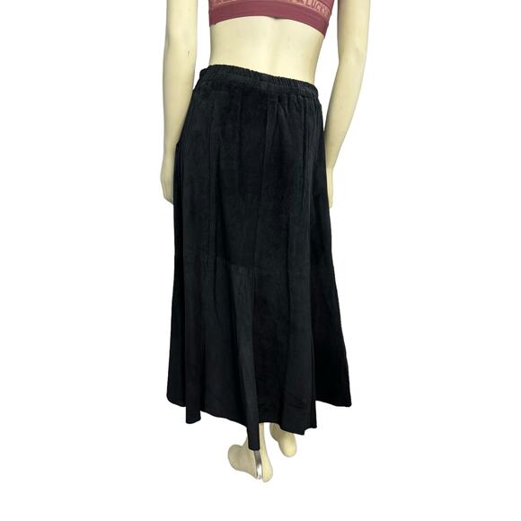 Vintage Saks Fifth Avenue Patchwork Suede Skirt elastic waistband size large - Picture 6 of 14